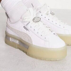 LAST PAIR! NEW Puma Womens  Mayze Crystal Galaxy Platform Sneakers white